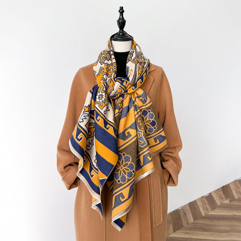 2024 nuovo stile artistico colore contrastante autunno e sciarpa in cashmere bifacciale, scialle caldo invernale di alta qualità_voghion.com