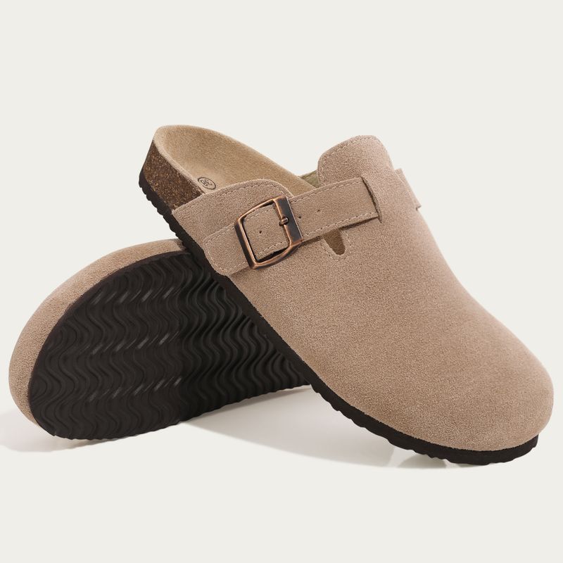 Shevalues Classic Cork Clogs Slippers Women Soft Footbed Suede Sandals With Arch Support Trendy Beach Slides Home Men_voghion.com