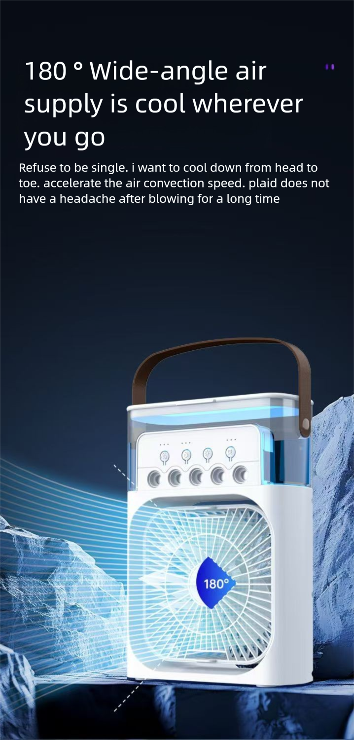 Potente ventilatore umidificatore silenzioso per ufficio e dormitorio, spray di raffreddamento rapido a cinque fori_voghion.com