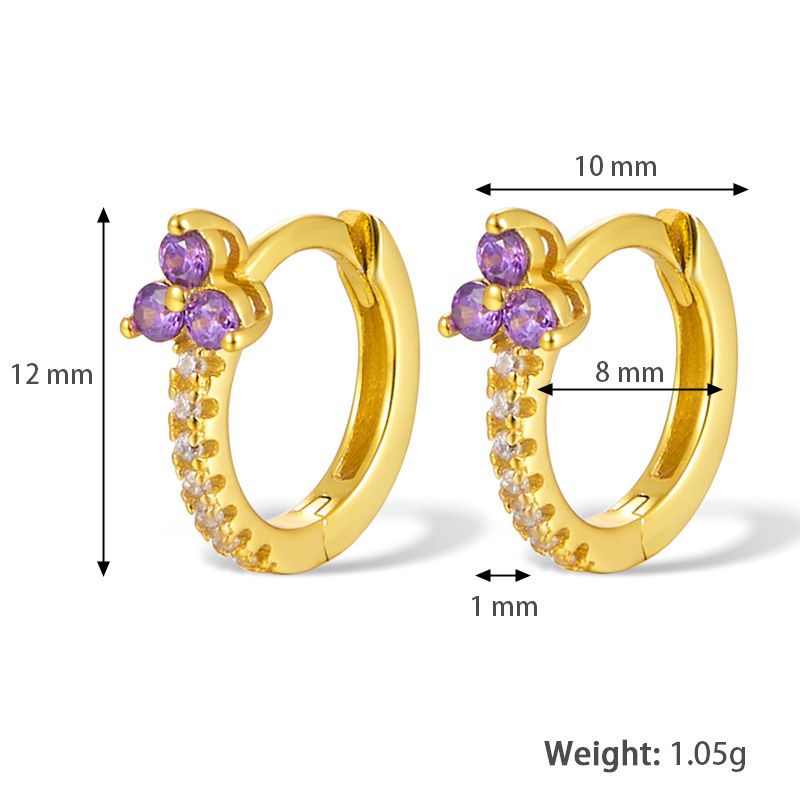 2024 New Colorful Zircon Earrings Light Luxury High-end Design Sense Clips Ins Style Versatile Ear Jewelry_voghion.com
