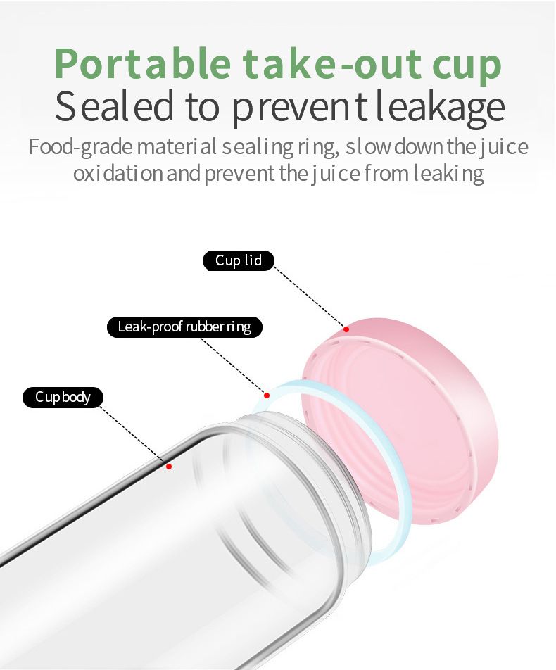 Portable Electric Juicer Blender, 400ml USB Rechargeable Smoothie Cup With 6 Blades, BPA-Free Travel Fruit Juice Maker For Home Gym Office_voghion.com