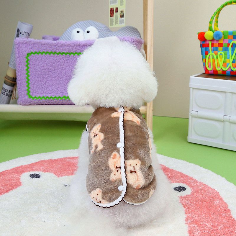 Autumn and Winter 2023 new dog clothes Crescent bear velvet vest Teddy Bomei cute pet dog clothes in stock_voghion.com