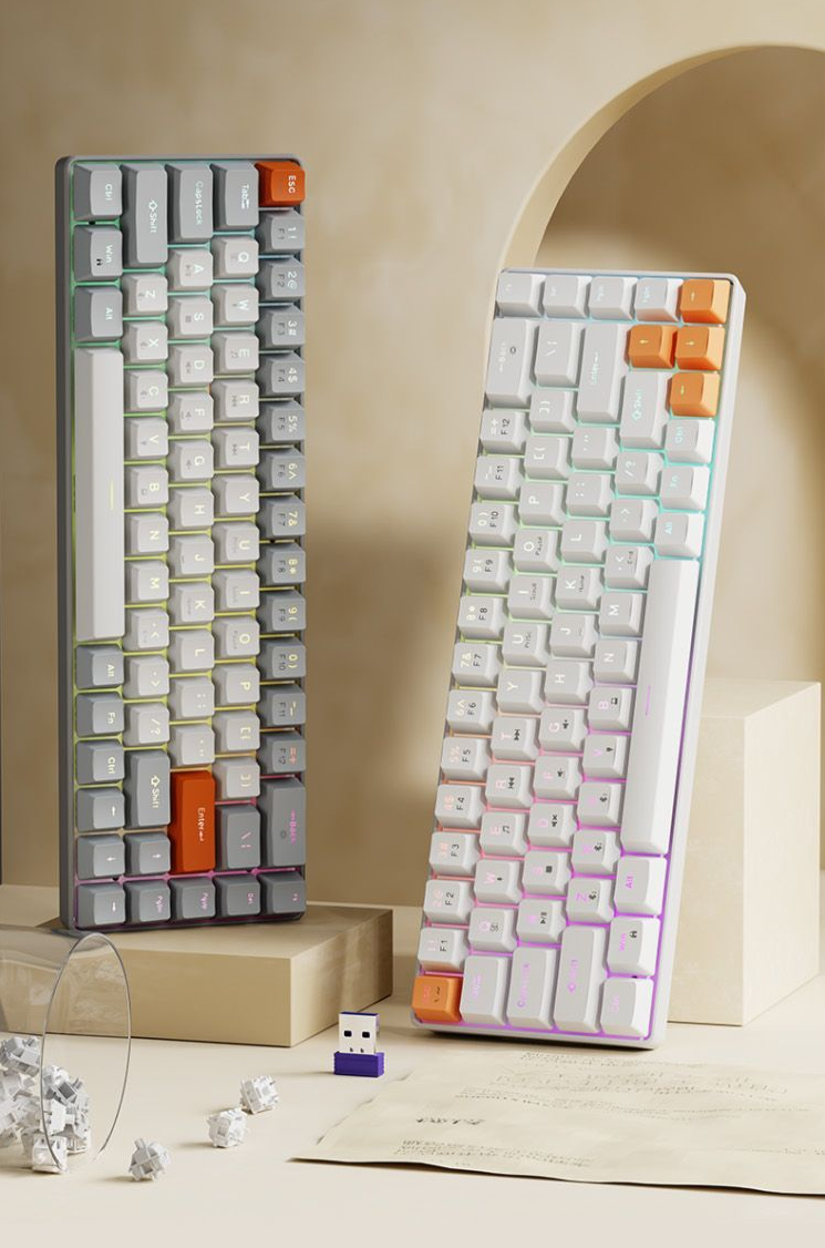 Wireless Bluetooth Three-Mode Mechanical 61 Keys Small Portable J Keyboard Office Laptop Computer Game_voghion.com
