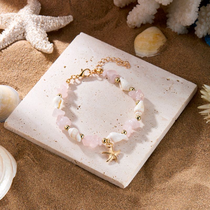 "Premium Bohemian Ocean Necklace | Resin Starfish & Conch | Natural Stone Chips | Beachy Layered Design | Eco-Friendly | Tarnish-Resistant | Festival_voghion.com