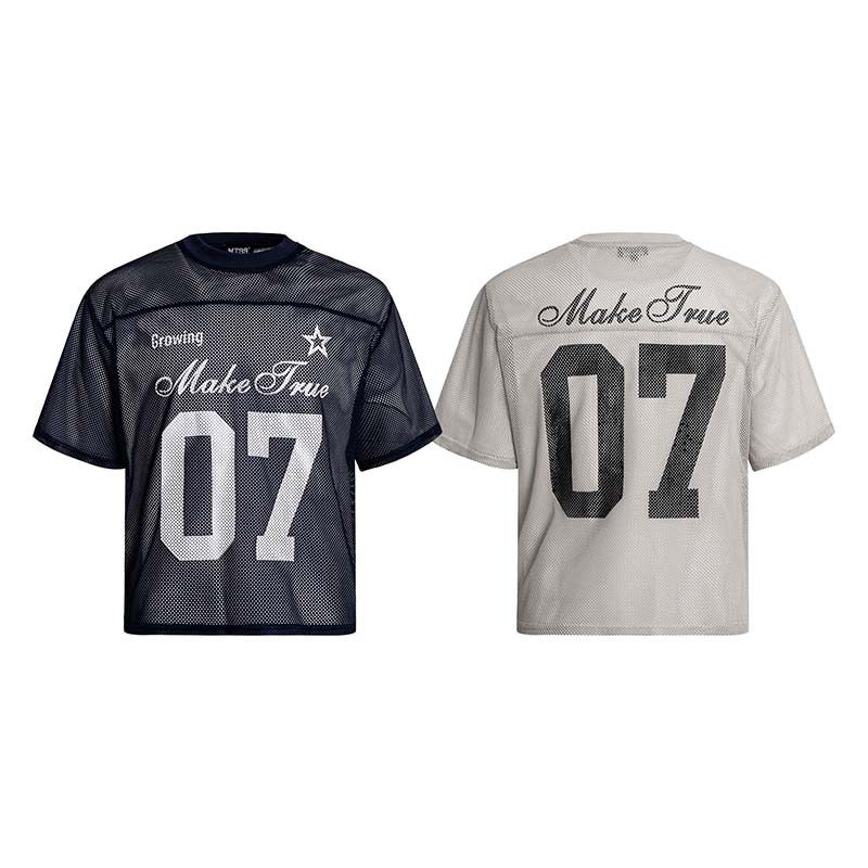 T-shirt ample à manches courtes pour homme, style sportif, imprimé lettres et chiffres, tendance et été_voghion.com