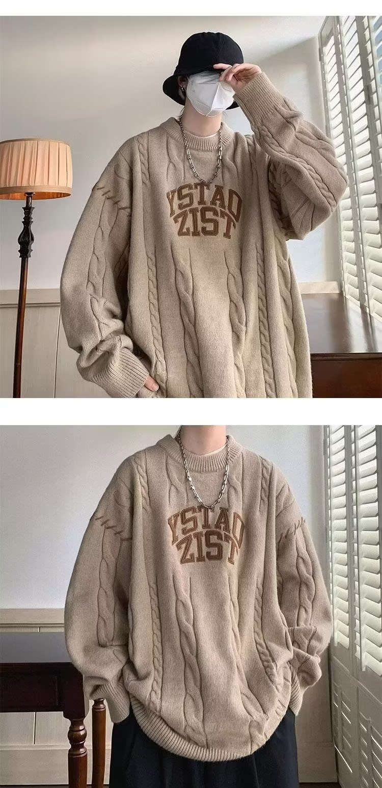 Pull à col rond brodé pour hommes_voghion.com