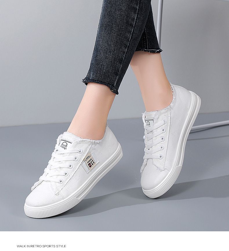 Autumn New Canvas Small White Student Flat Bottom Sports Board Shoes, Fashionable and Versatile Soft Sole Large Size_voghion.com