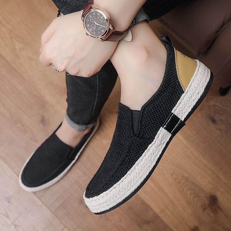 Unbeatable Quality Men's Casual Summer Breathable Low Cut Linen Cloth, Handmade One Foot Pedal Set, Old Beijing Cloth Shoes, Men's Shoes_voghion.com