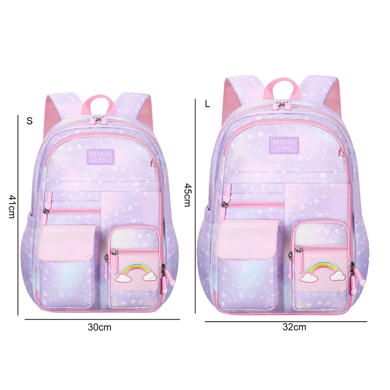 Zaino per ragazze Zaino per studenti arcobaleno Zaino per libri scolastici con tasche multiple di grande capacità con apertura a 180 gradi_voghion.com