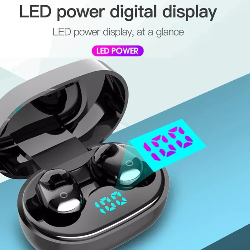 1 Set Wireless Bluetooth-compatible 5.0 Stereo Surround LED Power Display Automatic Pairing IPX5 Waterproof Earbud_voghion.com
