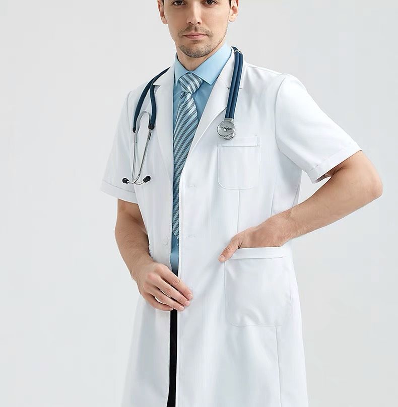 Dámské oděvy střední a krátké proti vráskám bílý plášť s dlouhým rukávem ústní nemocnice lékařská kosmetika pracovní oděvy s krátkým rukávem_voghion.com