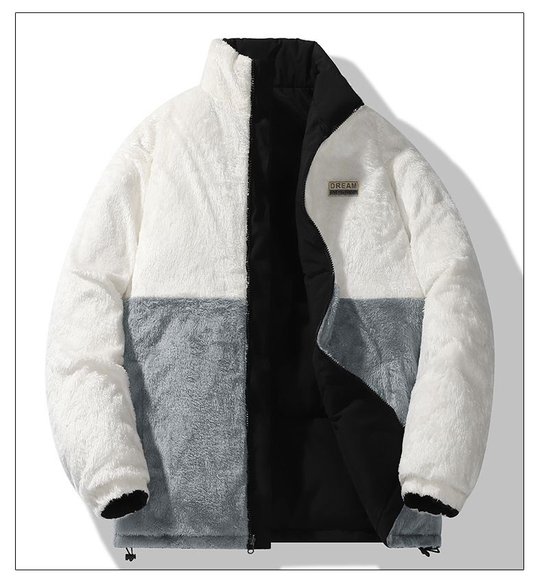 Reversible Fleece-Lined Puffer Jacket – Unisex Stand Collar Coat (Black/Matcha/Khaki/Pink/Purple, XS-4XL)_voghion.com