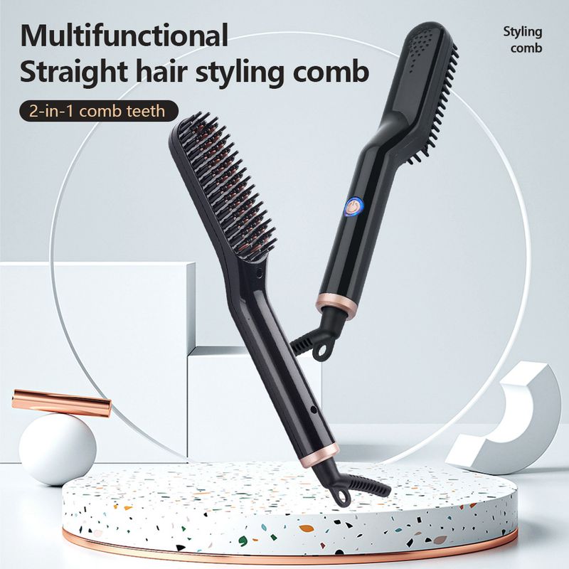 New Adjustable Multi-Functional Styling Finishing Beard Comb Ceramic Hair Straightener Constant Temperature Fluffy_voghion.com