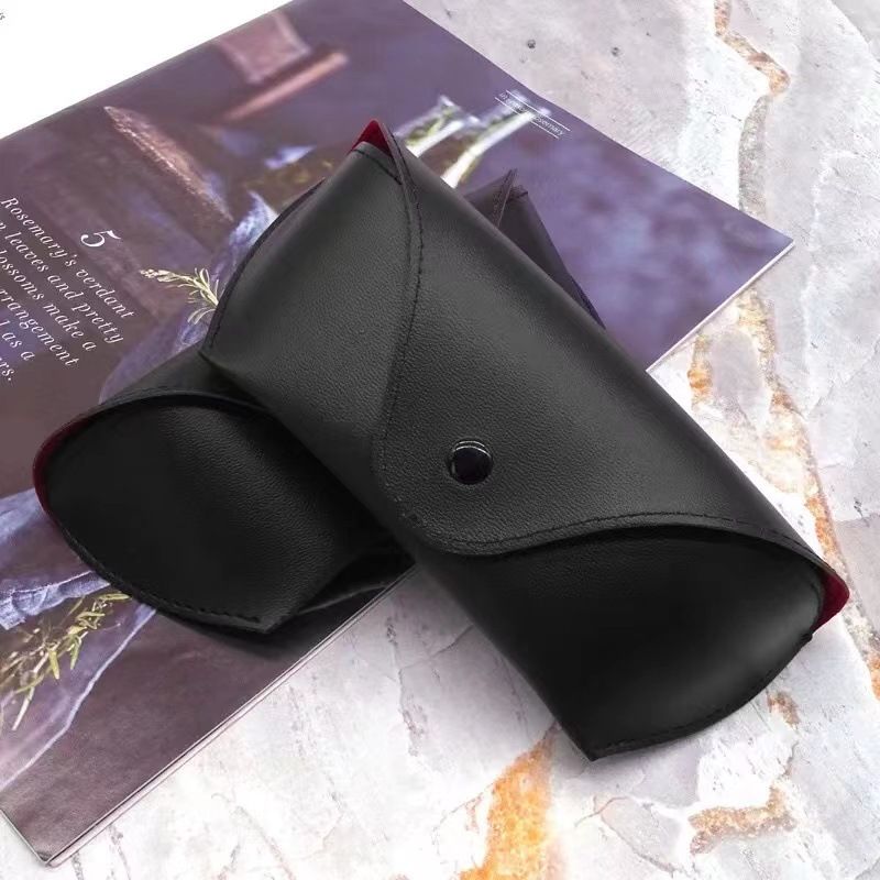 Nuova scatola per occhiali da sole in pelle nera, nera all'esterno e rossa all'interno, grande scatola per occhiali anti-pressione, scatola per occhiali da sole_voghion.com