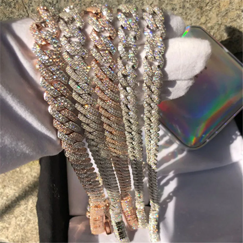 Custom Hip Hop Jewelry Sterling Sier Iced Out VVS Mossanite Cuban Link Chain_voghion.com