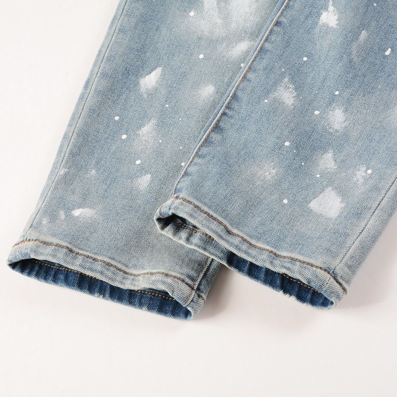 Ανδρικά ρούχα Graffiti Slim High Street Jeans Patch Diamond Hole Patch_voghion.com