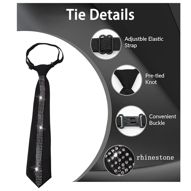 Leichte, luxuriöse, schwarze, verstellbare Fliege mit Strasssteinen, lässige Business-Hemd-Krawatte für Damen_voghion.com