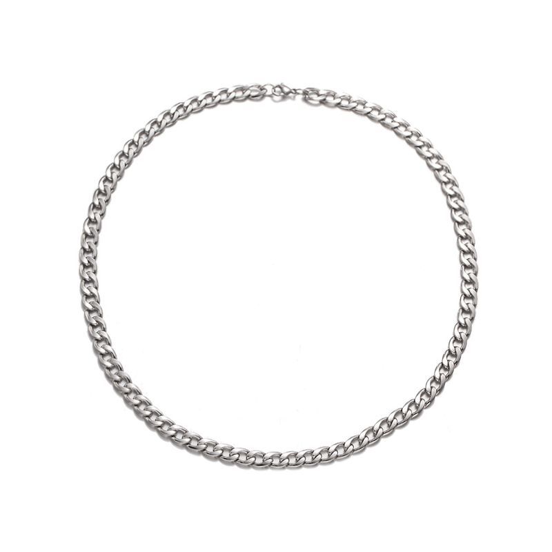 Collana in acciaio al titanio cubano hip-hop versatile di base, stile di nicchia, punk, tendenza cool, catena per maglioni resistente alla luce._voghion.com