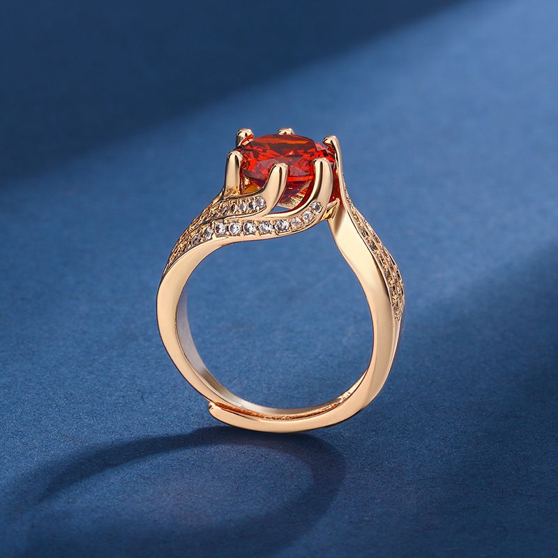 Neuer 3-Karat-Granatapfel-Rot-Zirkon-Champagner-Goldschmuck Bunter Schatz-Anhänger Leichter Luxus-Hochwertiger Ring für Damen_voghion.com