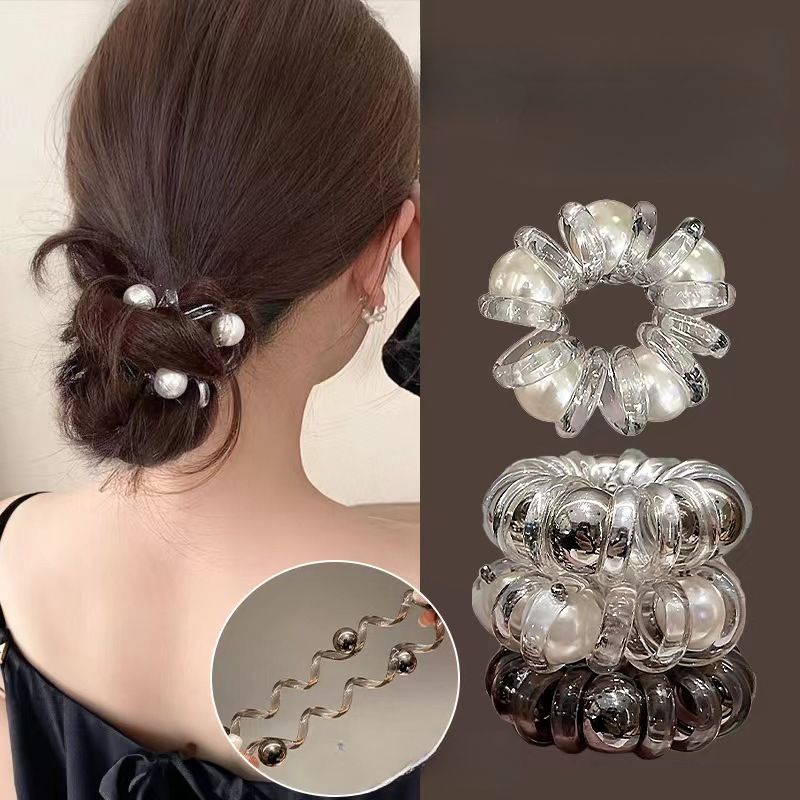Corda per telefono alla moda, semplice, spessa, con perline, alta elasticità, elegante fascia per capelli da donna, non danneggiabile_voghion.com