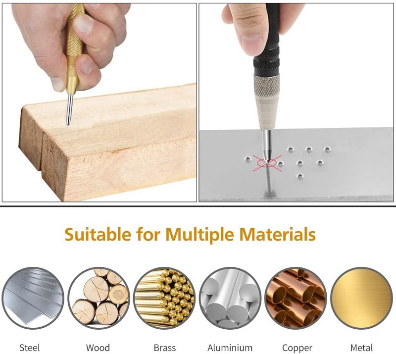 Automatinis centrinis perforatorius Automatinis metalo perforavimo įrankis Medienos apdirbimo įrankiai Pakrautas žymeklis Medienos kaltas stalių dailidės įrankis_voghion.com