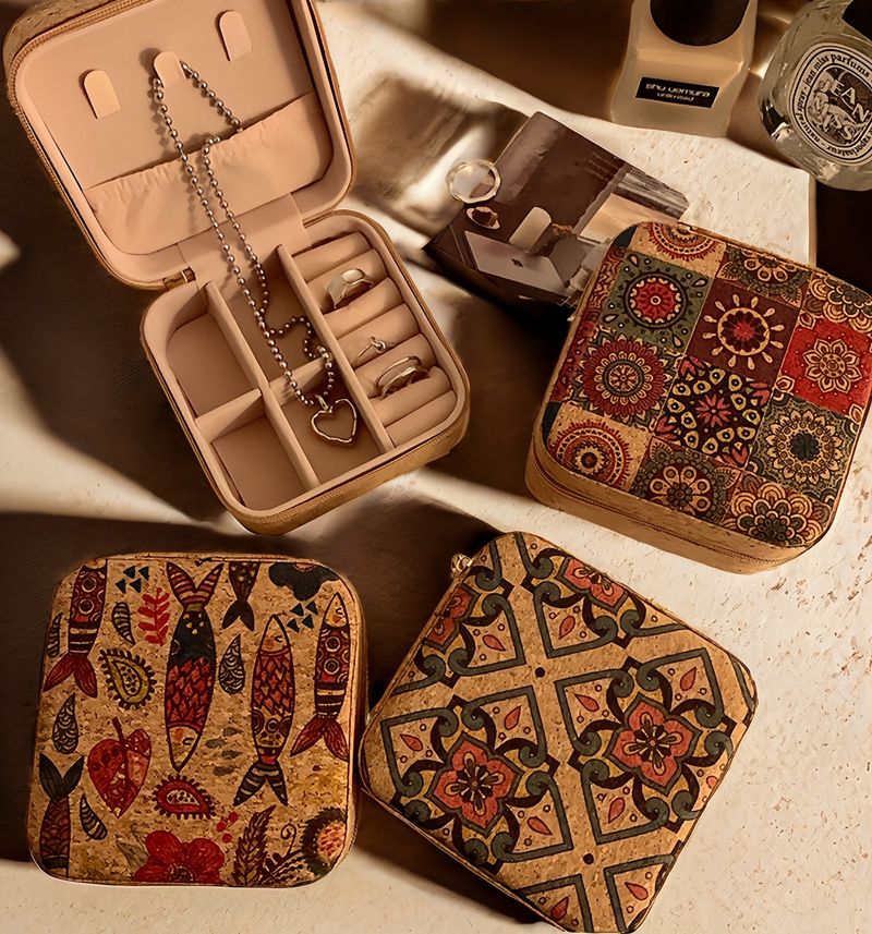 Coffret à bijoux vintage peint à la main – Motif floral et botanique fantaisie, cadeau pour mariage ou voyage (étui rigide, 10 x 10 x 5 cm, inspiré des dessins animés)_voghion.com