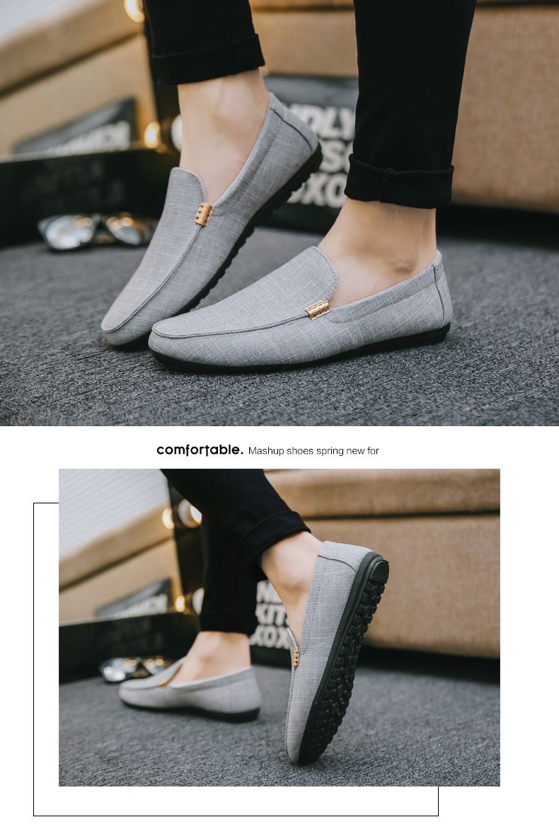 Chaussures d'été en tissu pour homme, chaussures décontractées, style coréen, tendance, en toile, pointure 45_voghion.com
