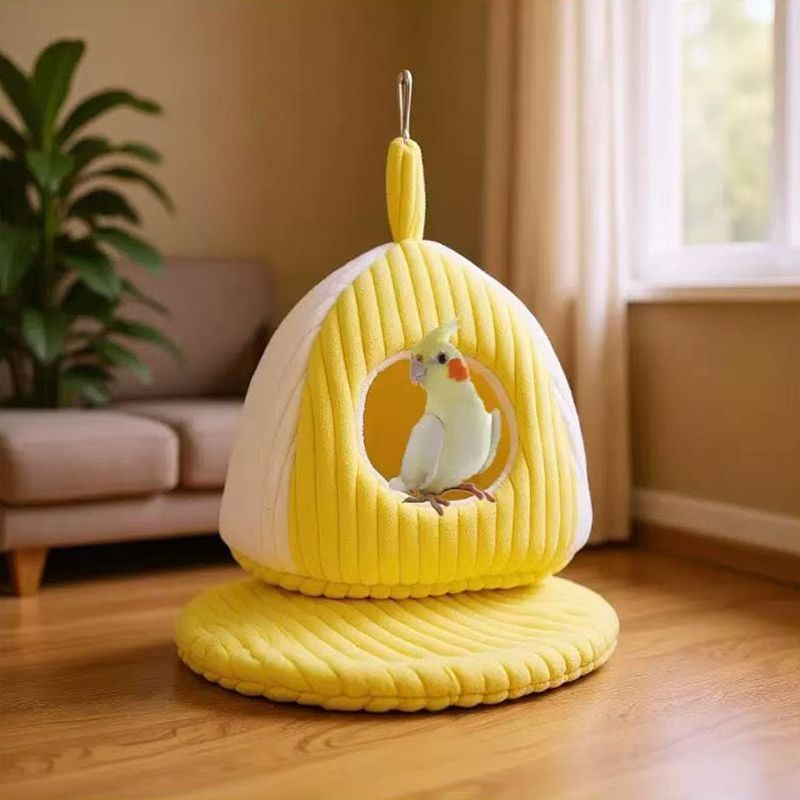 Großes, warmes Vogelnesthaus – Gemütliches Vogelbett für Käfig mit Matte, Hängematte, Unterschlupf für Aras und Graupapageien_voghion.com