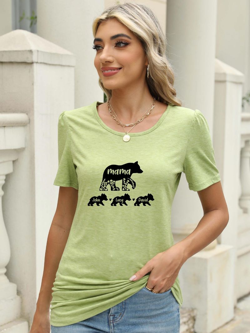 T-shirts imprimés à manches chauve-souris et col rond pour femme_voghion.com