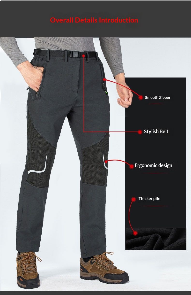 Pantalon unisexe 001, style moderne, doublé polaire, coupe-vent, idéal pour la randonnée et les activités de plein air._voghion.com