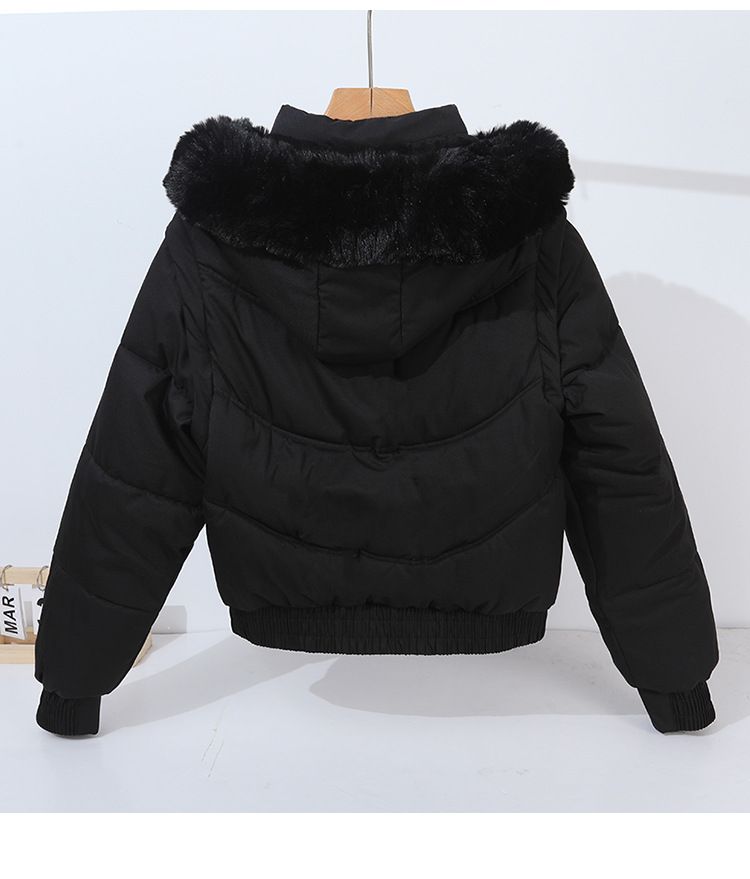 Doudoune courte convertible à manches amovibles et capuche en fausse fourrure pour femme - Manteau d'hiver taille haute doublé polaire épaisse_voghion.com