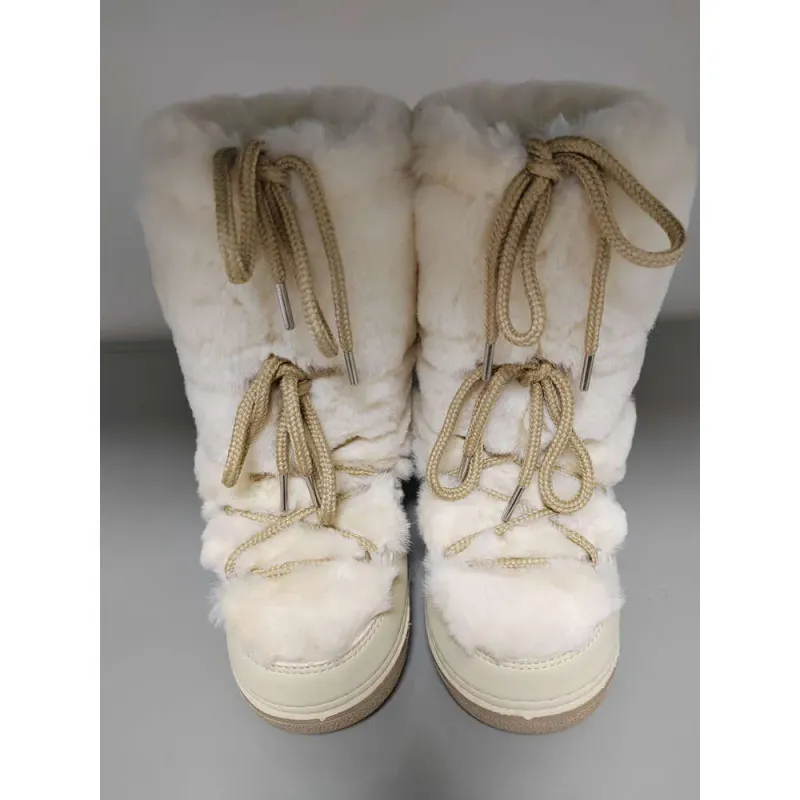 Snow-Proof Leather Rabbit Boots | 2024 Mid-Calf Lace-Up Ski Platform Shoes 4 7bbbb_voghion.com