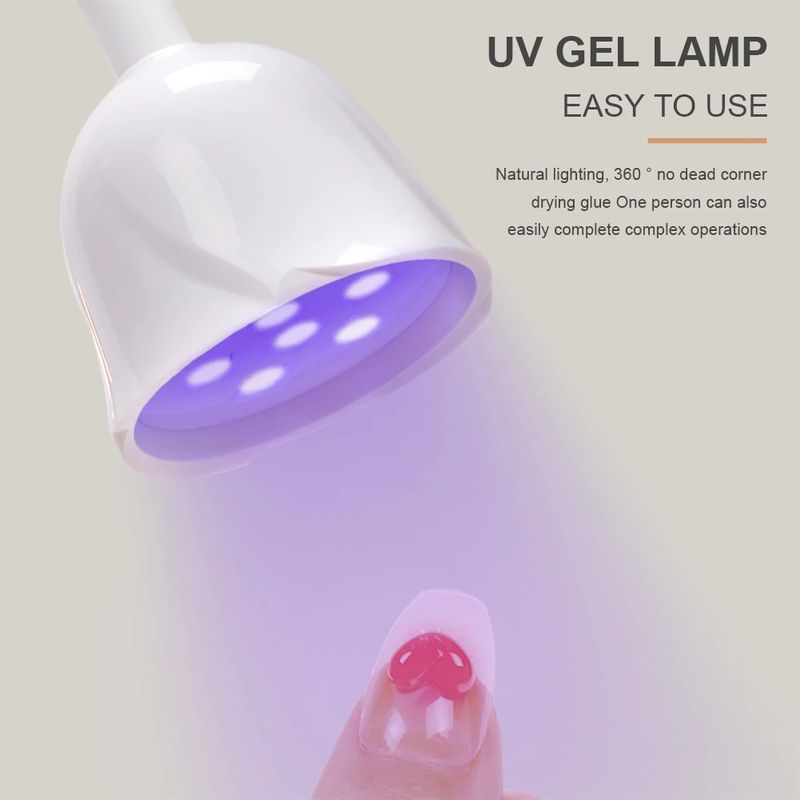 Lampada UV LED per unghie Lotus Mini da 21 W, pieghevole, con braccio girevole a 360°, ricaricabile rapidamente, per unghie in gel, per fai da te, salone di bellezza, manicure_voghion.com