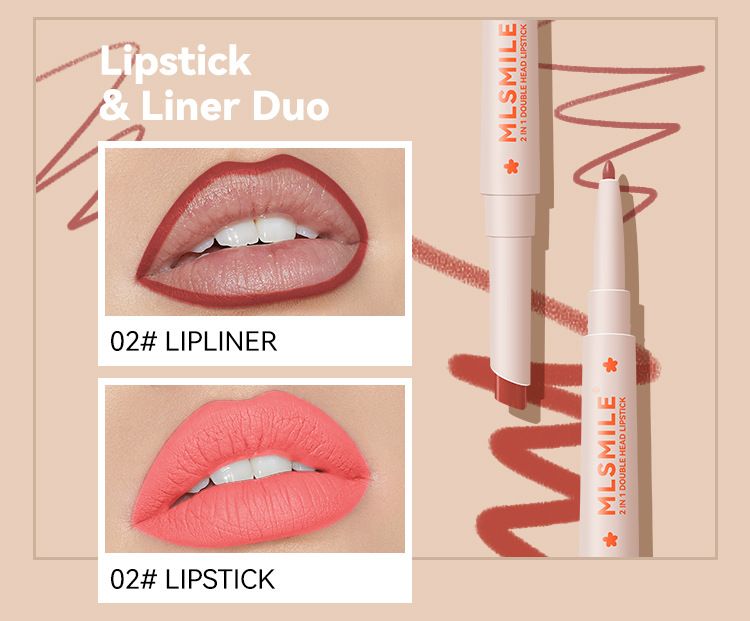 MLSMILE Dual Head Lipstick Pen Waterproof, Non Smearing, Long Lasting And Color Developing Two In One Lip Liner_voghion.com