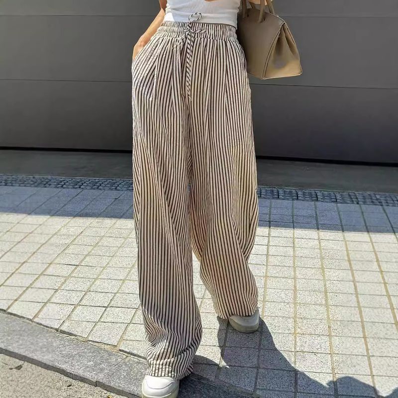 Ice Silk Wide For Women In Summer, Salt Style Hanging Feeling, Korean Loose And Versatile High Waisted Elastic Thin_voghion.com