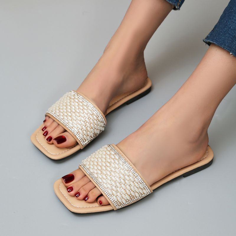 2024 Flat Bottom Water Diamond Women's Line Out Cool Open Toe Beach Slippers_voghion.com