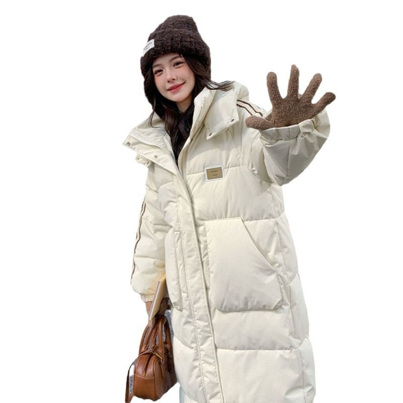 Giacca invernale in cotone con cappuccio stile college lunga versione coreana per le donne_voghion.com