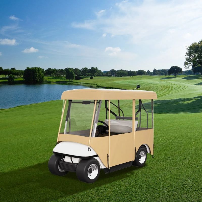 Copertura per golf da 4 persone, impermeabile 300D, 4 lati, con carrello antivento, Golf Deluxe, copertura, carrello da fairway trasparente_voghion.com