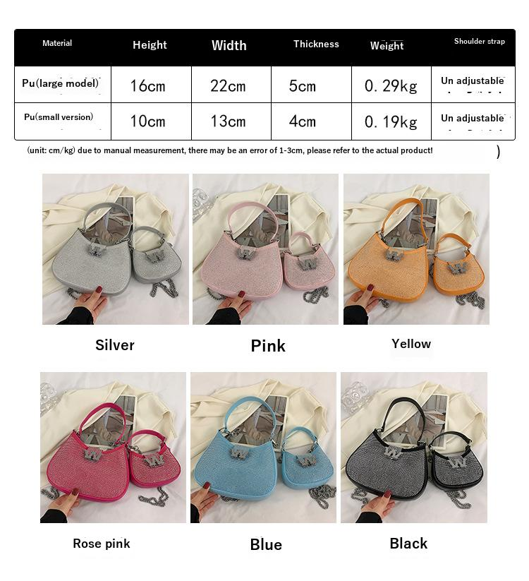 Out Of Fashion Texture Underarm Bags For Women 2023 New Fashionable Diamond Shoulder Bags Niche Chain Crossbody Bags For Women_voghion.com