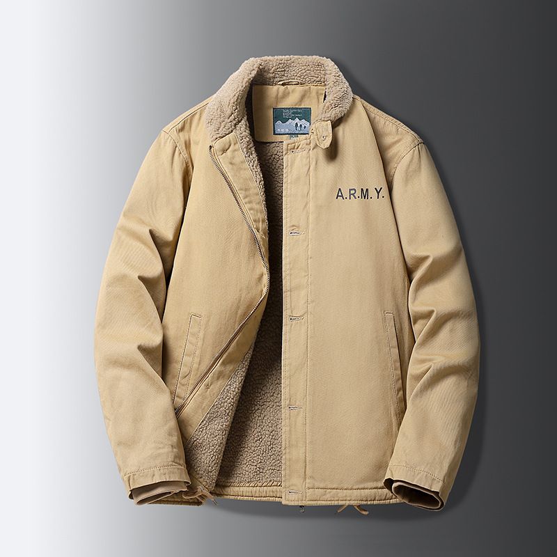 2024 Lamb For Men's Winter Thick With Plush Cotton Jacket N1 Navy Deck Suit 1855_voghion.com