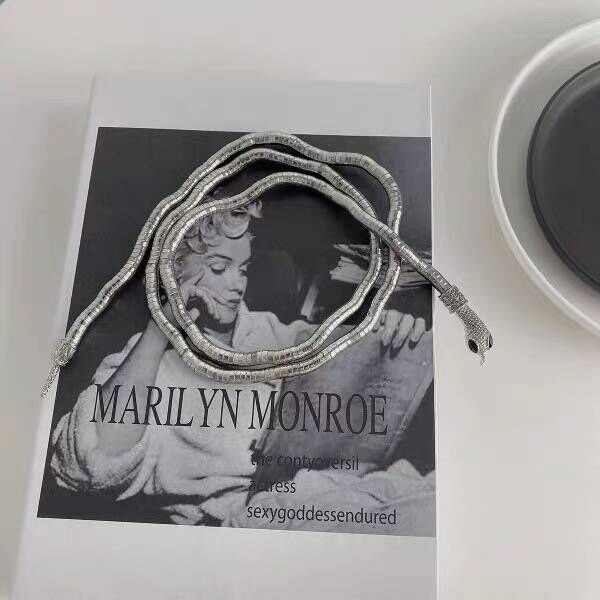 Collana girocollo da donna con design esagerato, a forma di serpente, stile casual, aperto, scuro e fresco, dalla personalità contorta_voghion.com