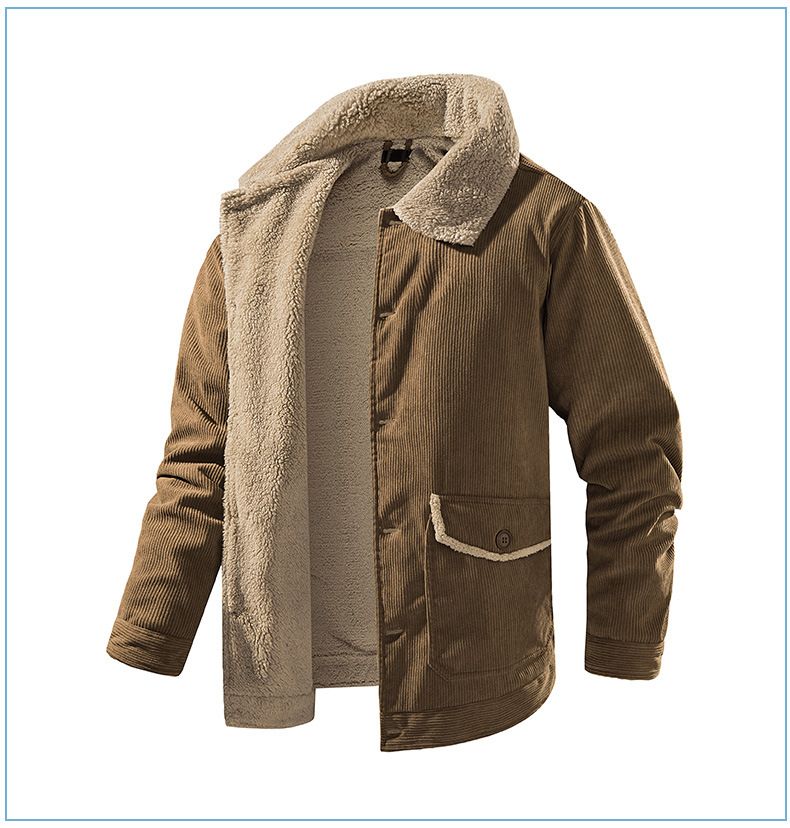 Men's Plus-Size Corduroy Winter Jacket – Lambswool-Lined Thick Coat For Cold Weather_voghion.com