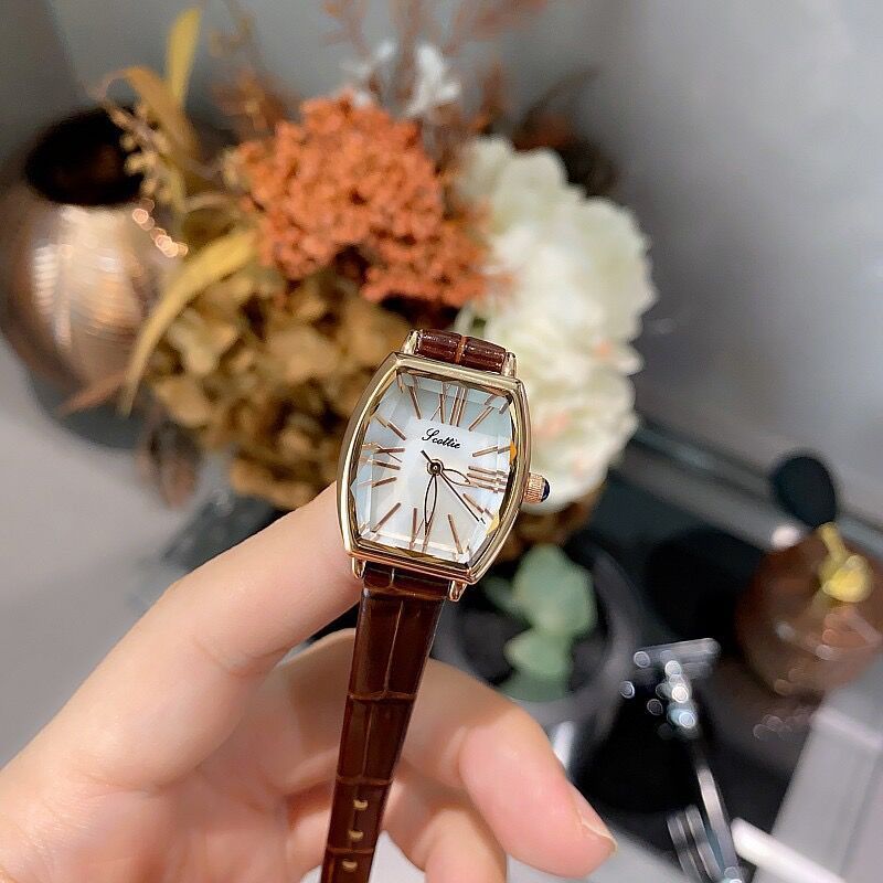 Shigaodi Kleines Weinfass Stahlband Roségold Römischer Stil High Beauty Damenuhr_voghion.com