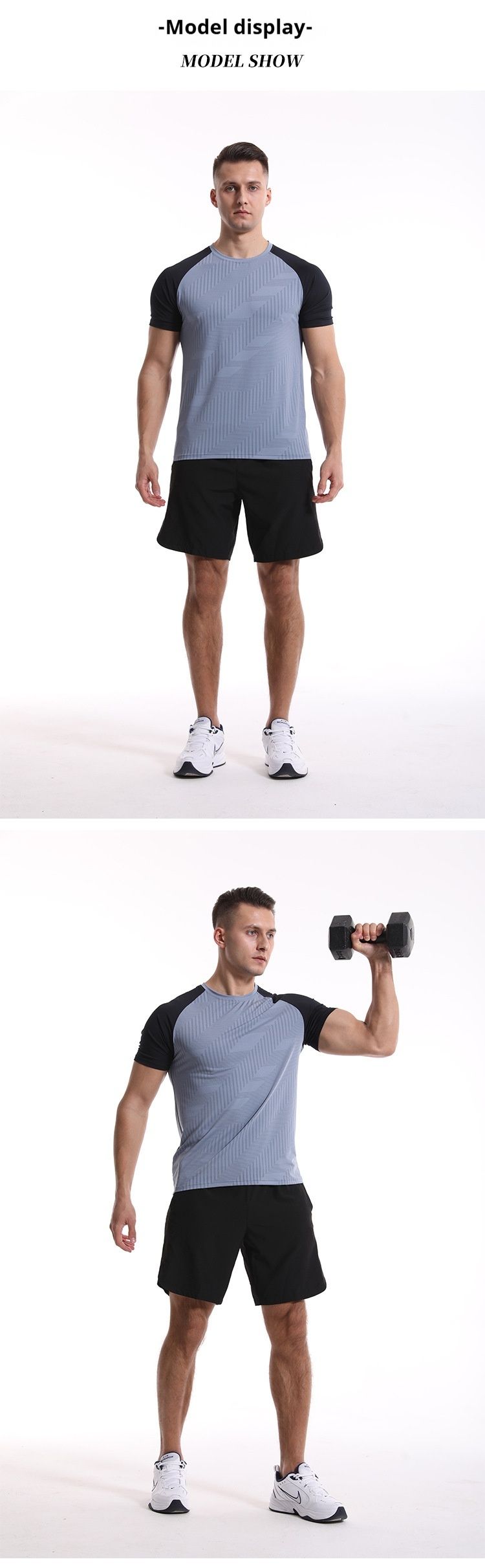 T-shirt court à manches courtes et contraste de couleur pour homme, idéal pour la course à pied, le basket-ball et le fitness, séchage rapide_voghion.com