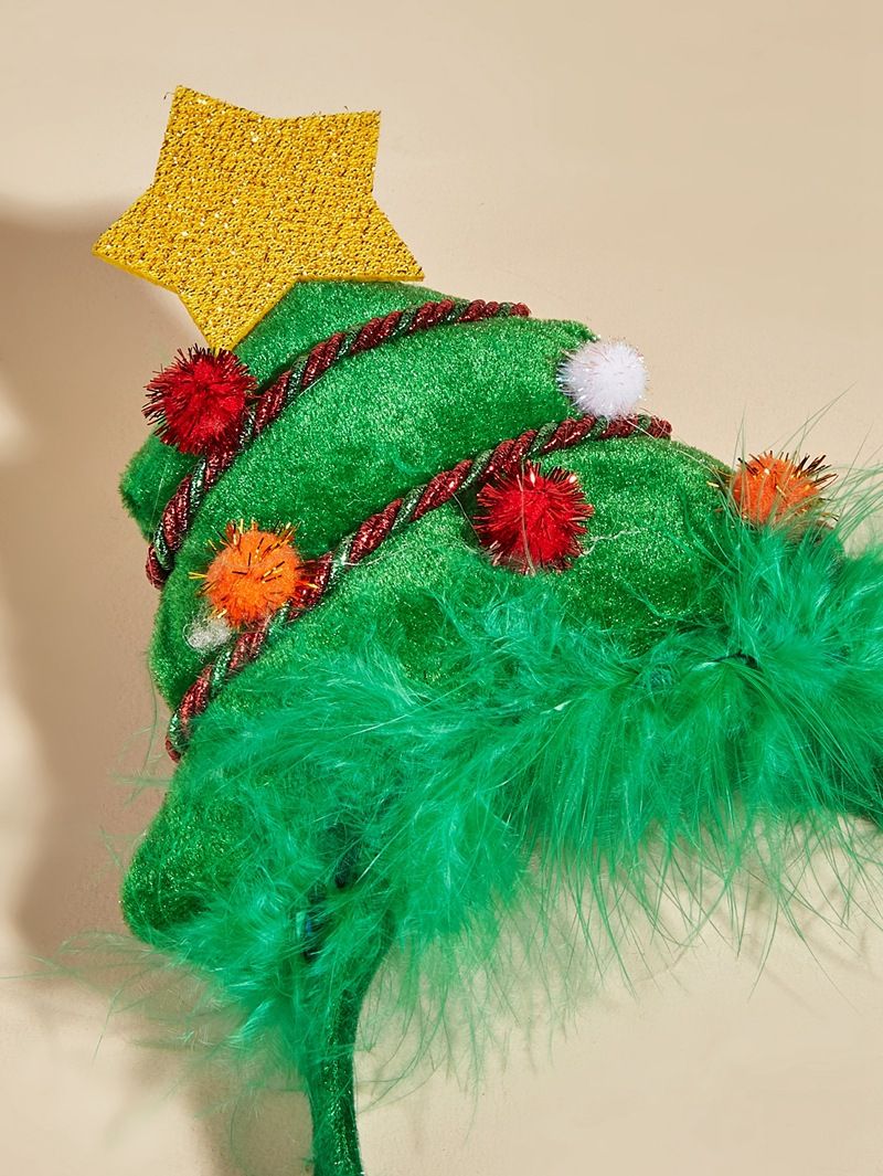 Julemode klassisk rødgrønt gevir lys Hairball stjerner hund kat pandebånd hovedbeklædning_voghion.com