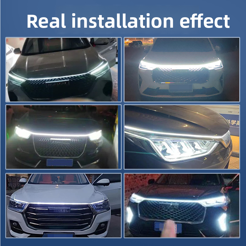 OKEEN Démarrer Scan à travers les feux de circulation diurnes Voiture Dynamique LED Super Lumineux Double Mode Capot Moteur Bande Lumineuse_voghion.com