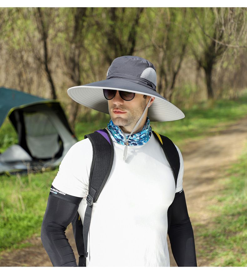 12CM Sun Protection Hat For Men To Cover Their Face Insect And Sand Proof Outdoor Hiking Large Brim Sun Protection Fisherman Hat For Women_voghion.com