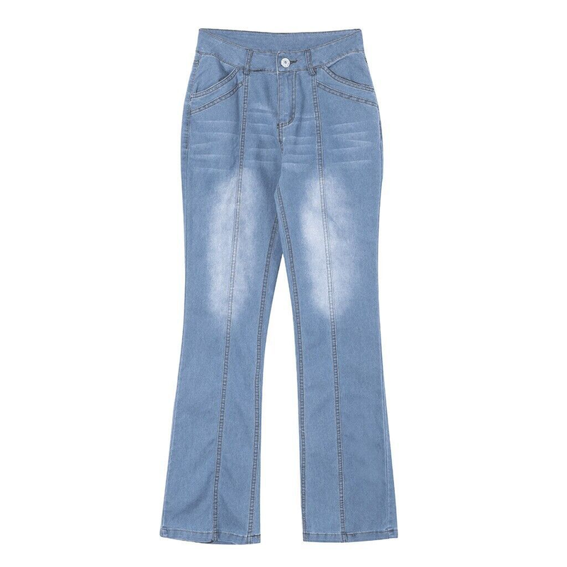Naisten vaatteet Denim matalavyötäröiset luuta rikkovat levenevät housut_voghion.com