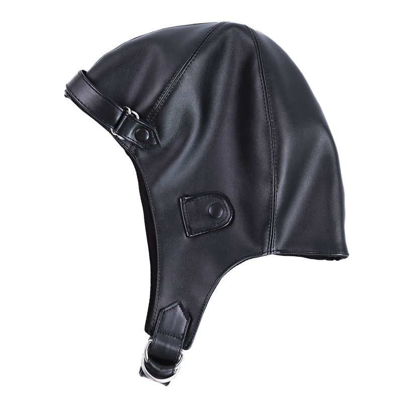 Premium-BDSM-Kapuze aus Leder – verstellbare Augenbindemaske mit Riemen für sensorisches Spiel (schwarz, Performance-Qualität)_voghion.com