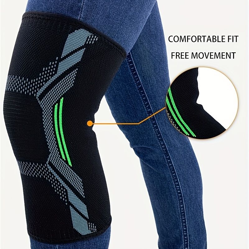 Unisex High Elastic Knee Compression Sleeve - Breathable Support Training Protector, Ergonomic Design Suitable For Running, Fashion Cuff Design_voghion.com